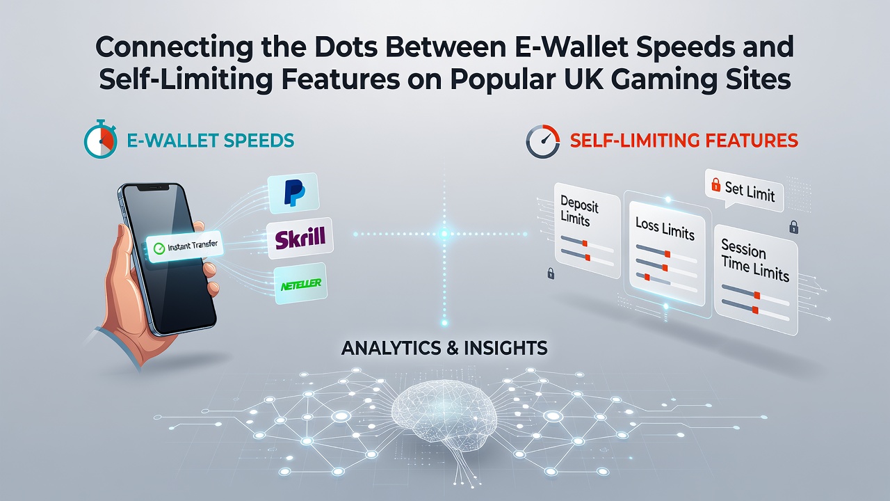 Illustration showing e-wallet transaction flows connecting to player control tools on UK gaming platforms