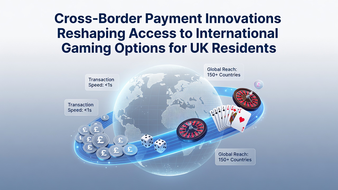 Illustration of cross-border payment flows connecting UK users to global gaming platforms