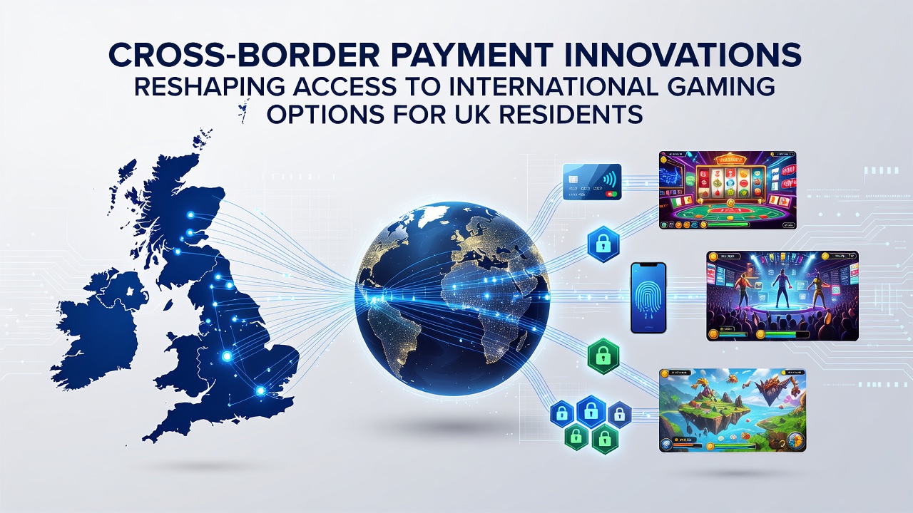 Diagram showing secure international payment networks used by UK residents for global gaming sites