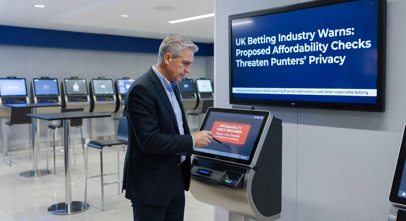 Image depicting UK gambling industry representatives in discussion with charts showing tax impacts and market shifts