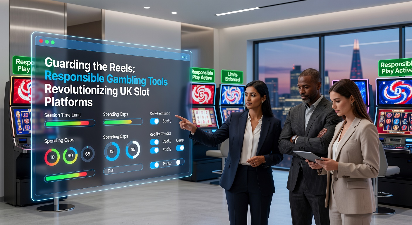 Screenshot of a UK slot platform dashboard displaying deposit limits, reality checks, and self-exclusion options