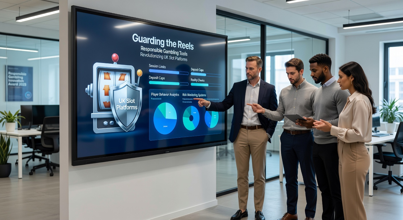 Illustration of AI algorithms analyzing slot player data on a digital dashboard, highlighting risk alerts and protective interventions