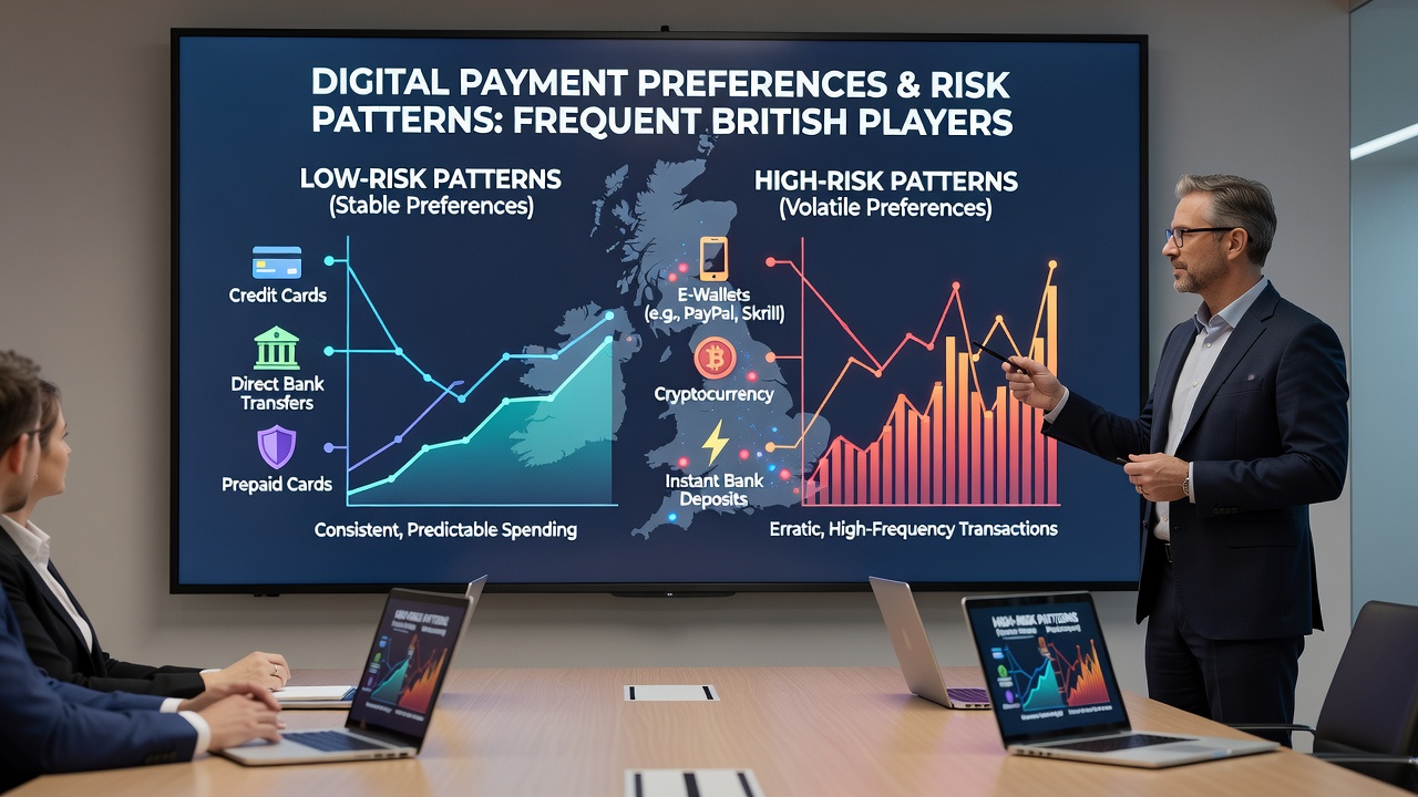 Chart displaying correlation between payment types and session frequency among regular UK gamblers