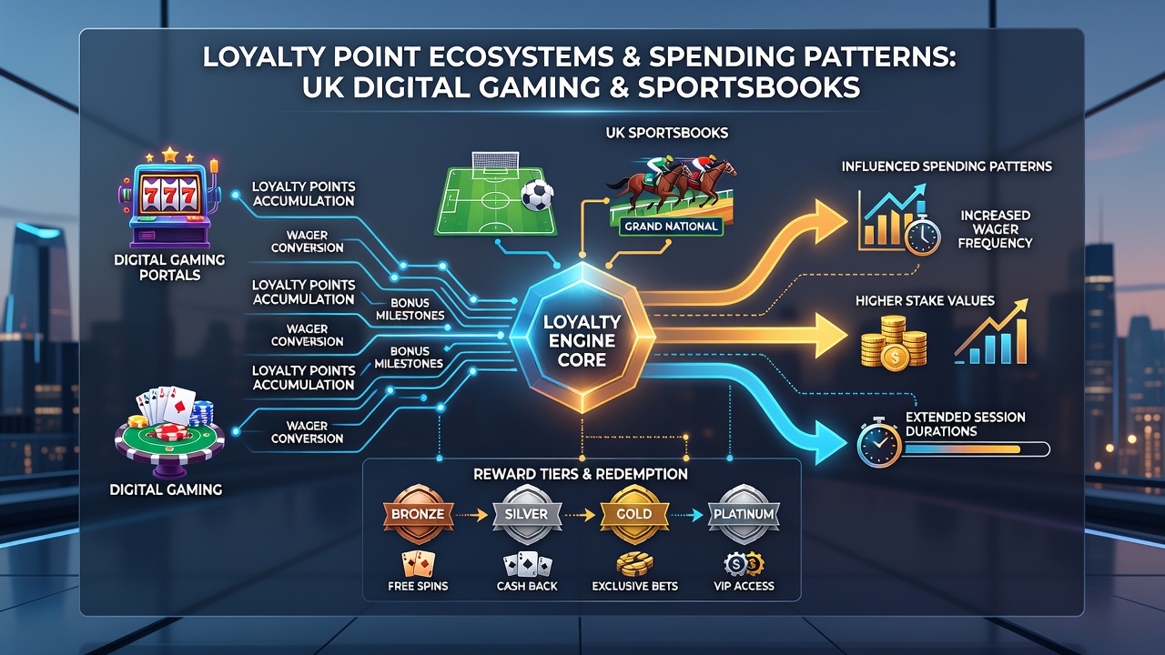 Loyalty points dashboard on a UK digital gaming portal showing accumulated rewards and redemption options