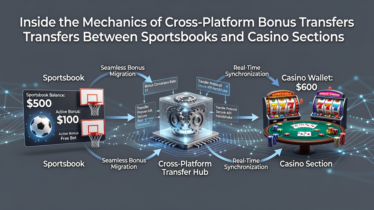 Diagram showing how bonus funds move between sportsbook and casino sections on a single platform