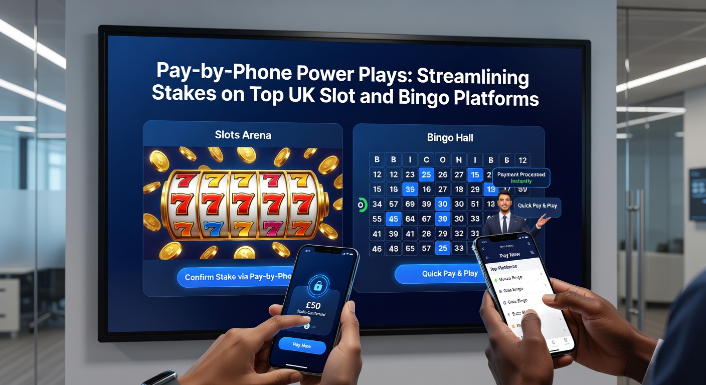 Close-up of a smartphone hand holding a deposit slip next to glowing bingo balls and slot symbols