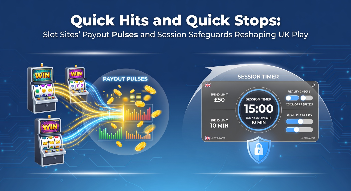 Vibrant slot machine screens displaying quick payout animations and session timer overlays on a mobile device, capturing the pulse of modern UK online play