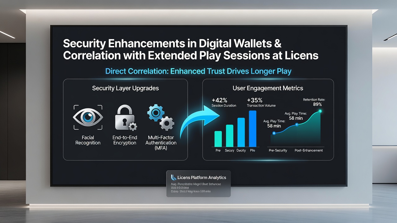 Infographic illustrating session length data and security feature adoption rates among players at licensed operators