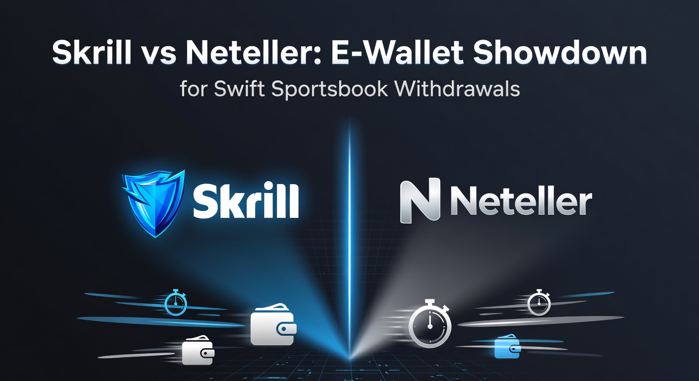 Side-by-side logos of Skrill and Neteller e-wallets with sportsbook withdrawal icons, highlighting speed and security features