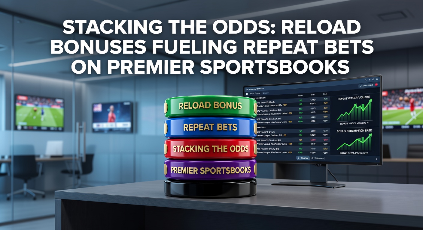 Sports bettor on mobile app activating a reload bonus during a live match, screen glowing with odds and deposit prompts