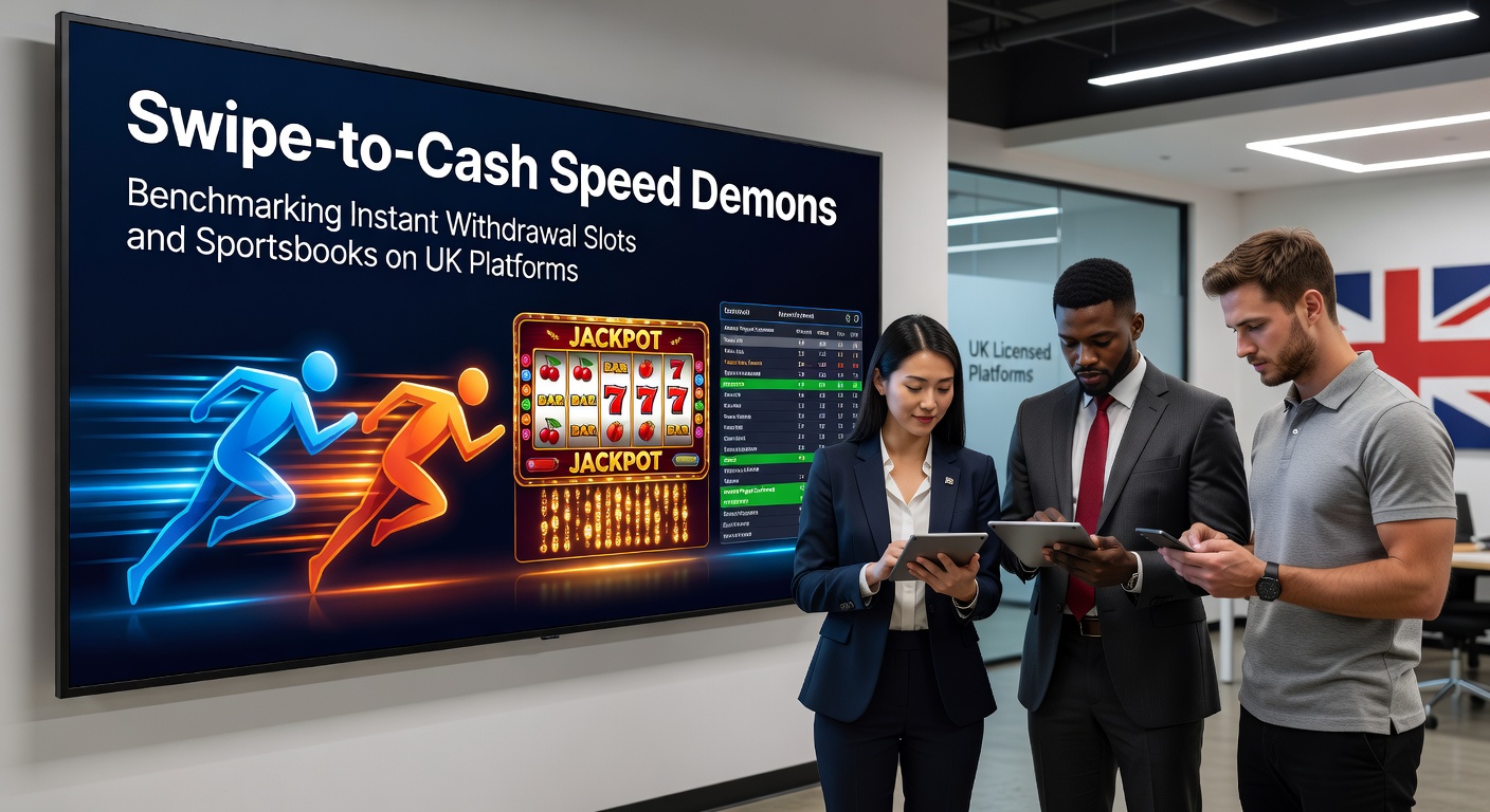 Dynamic graphic showing a stopwatch timing lightning-fast cash withdrawals from slot machines and sportsbooks on mobile screens, highlighting speed benchmarks