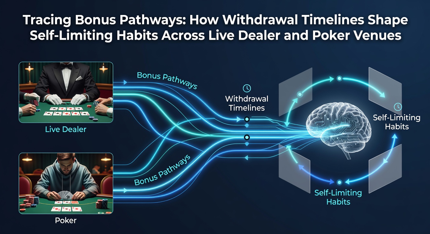 Illustration of bonus pathways and withdrawal timelines in live dealer and poker gaming environments
